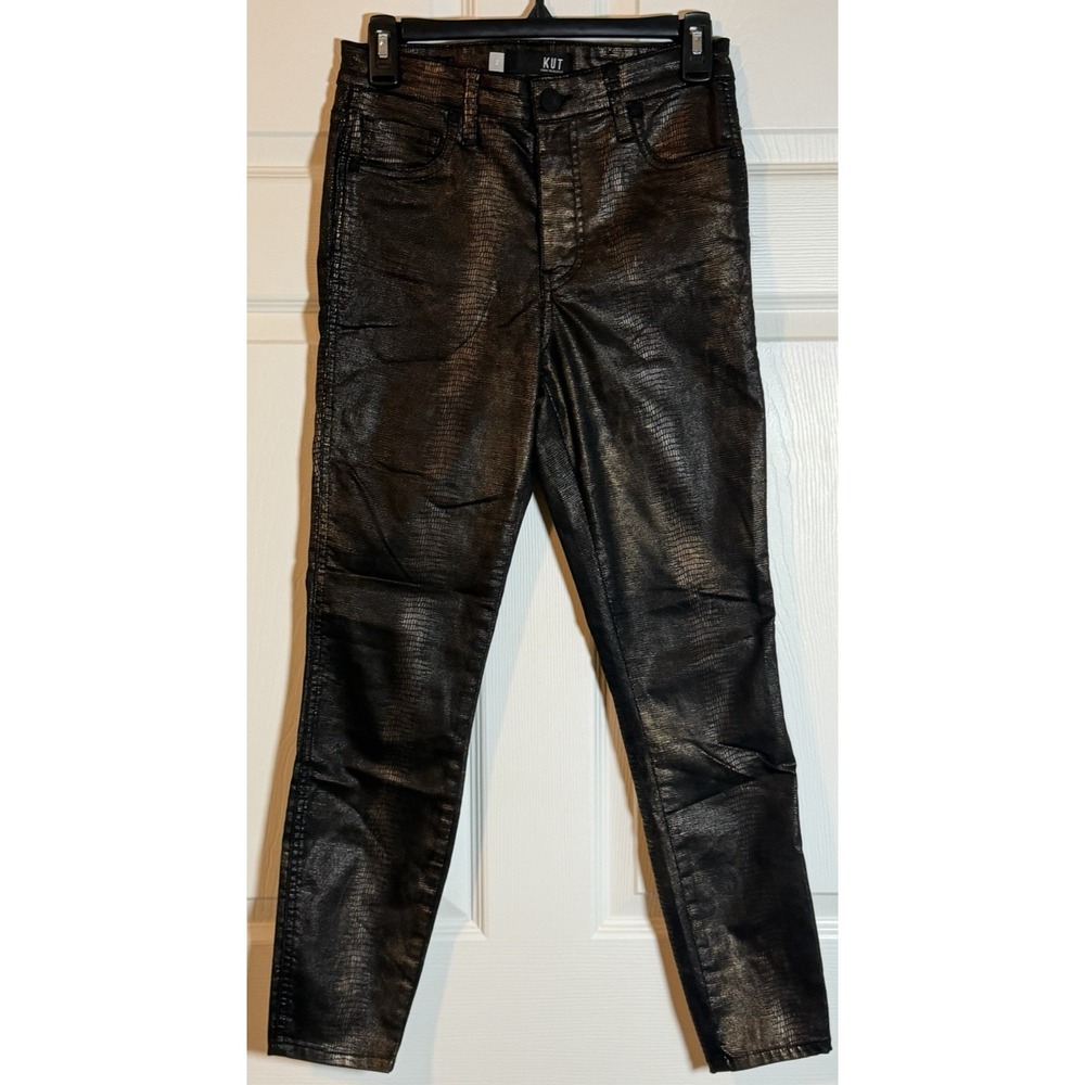 KUT From The Kloth Connie Women's 2 High Rise Metallic Coated Ankle Skinny Jeans